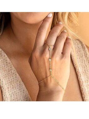 Hand Chain Bracelet Finger Sexy Beach Rhinestones Delicate Stylish Trendy Fun